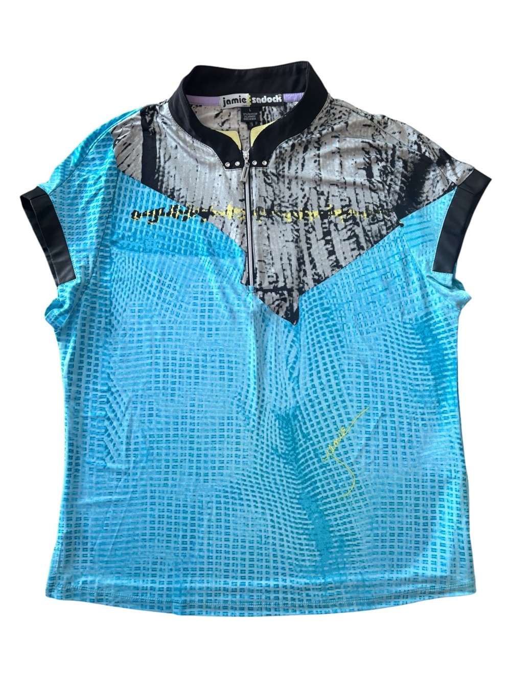 Jamie Sadock Aqua Blue Short Sleeve Golf Polo Large